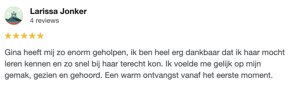 Review miskraambegeleiding van Gina Spierenburg in Amsterdam door Larissa