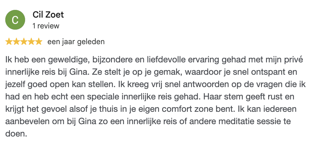 Review innerlijke reis met cacao gegeven door Gina Spierenburg Holistisch therapeut Amsterdam geschreven door Cil